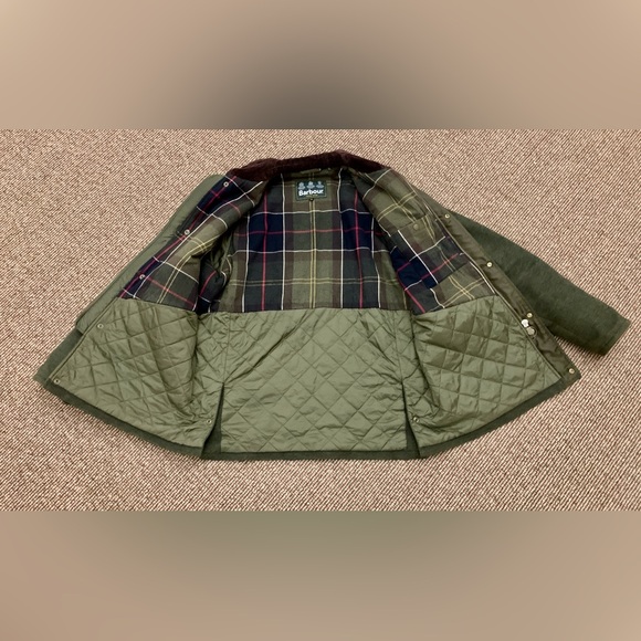 Men’s XL Green Wool BARBOUR Classic Tartan Lined Corduroy Collar Jacket - Picture 11 of 14